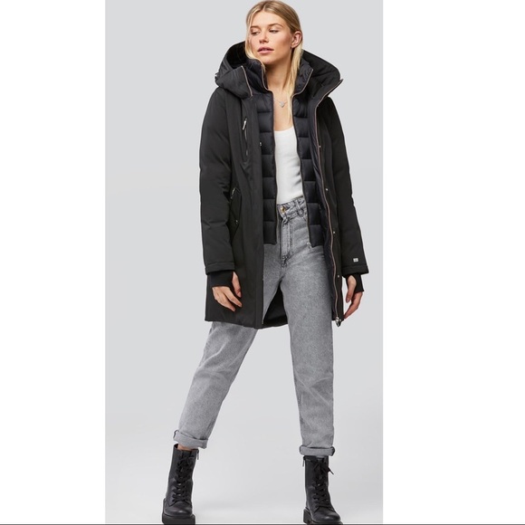 Soia & Kyo Jackets & Blazers - SOIA & KYO Bellina mid length classic down coat with puffy bib grey XXS